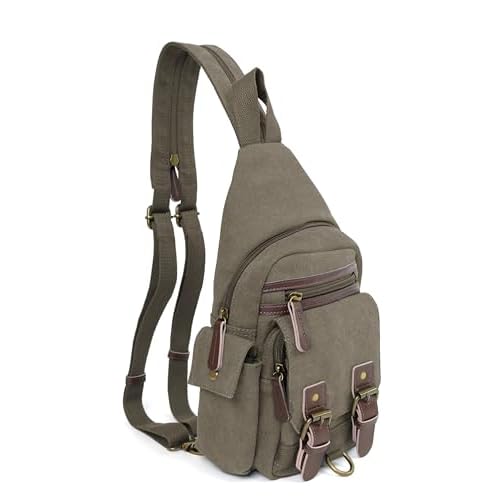 JESSIE & JAMES Shasta Canvas Concealed Carry Sling Bag for Men Women, Convertible Backpack Purse Olive