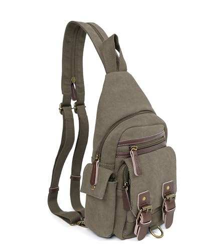 JESSIE & JAMES Shasta Canvas Concealed Carry Sling Bag for Men Women Convertible Backpack Purse Multipurpose Bag for Everday Carry OLIVE