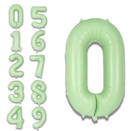 Image of Solid Green 0 / Zero Number Foil Balloons 32 inch Birthday Party Decoration Helium Supported