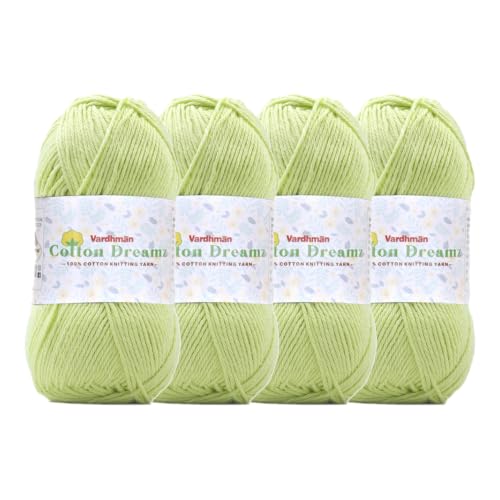 Image of Vardhman 100% Cotton Dreamz Light Weight Natural Thin Yarn | Pack-4 100g