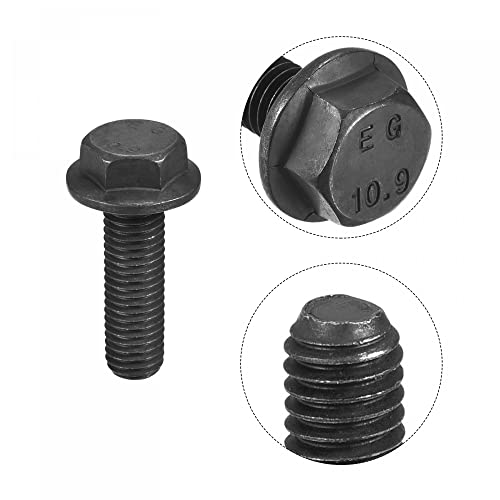 Image of uxcell Metric M12x40mm Hex Flange Bolts, 6pcs 10.9 Grade Carbon Steel Hexagon Head Screws