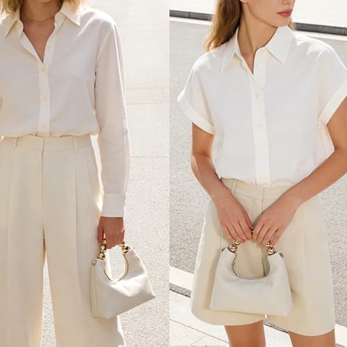 Image of DORIS&JACKY Small Top Handle Clutch Purse for Women, Designer Evening Bag With Pearl Tote Handle and Chain Strap