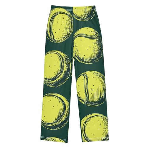 Tennis Ball Boys Long Pants Soft Trousers Elastic Waist Kids Lounge Bottoms with Pockets S-XL