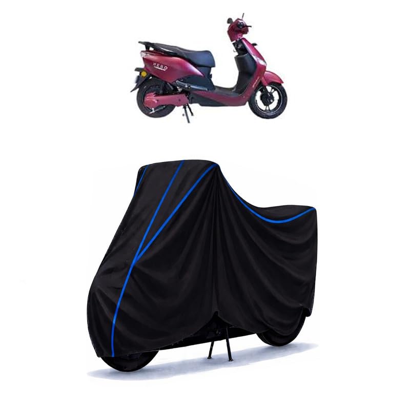 Image of Scooty Cover Water Resistant for Optima DX BS6 Electric | Universal Scooter & Bike Cover | Heavy Duty UV Dust, Rain & Scratch Protection Weather Indoor Outdoor | Black with Blue Piping