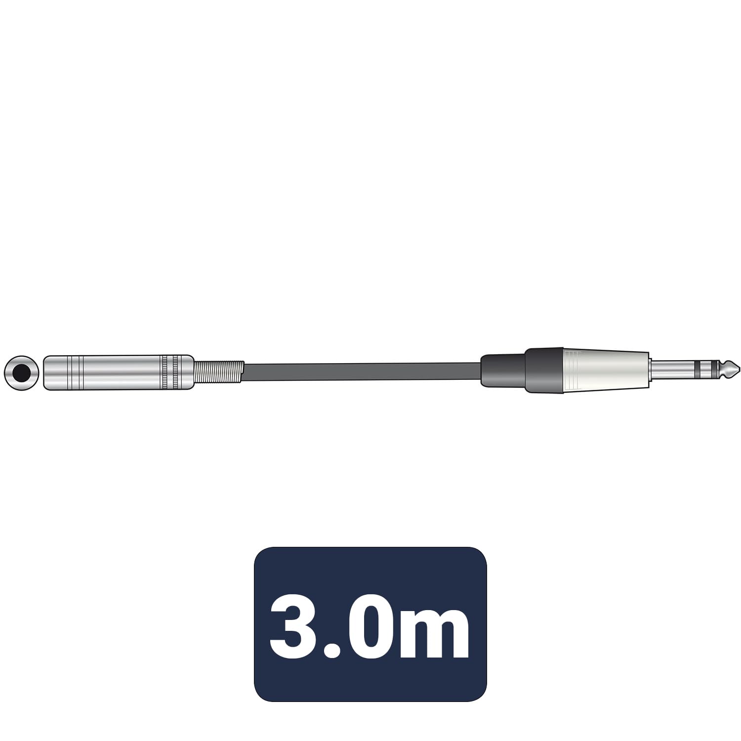 Chord Kabel Pro Audio Jack na gniazdo, 6,3 mm do 6,3 mm TRS przedłużacz 3,0 m