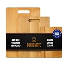 COOKERS MATE Set di 3 Taglieri in Legno di Faggio, Taglieri da Cucina con Manico, Set aperitivo, Cutting board wood, Made in Europe, 33x22/28x22/22x15 cm