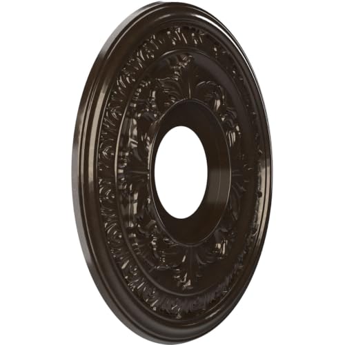 Image of Ekena Millwork CMP13BAERU Baltimore Thermoformed PVC Ceiling Medallion (Fits Canopies up to 5 1 /4 inch), 13 inchOD x 3 1 /2 inchID x 3 /4 inchP, Universal Metallic Rustic Mist