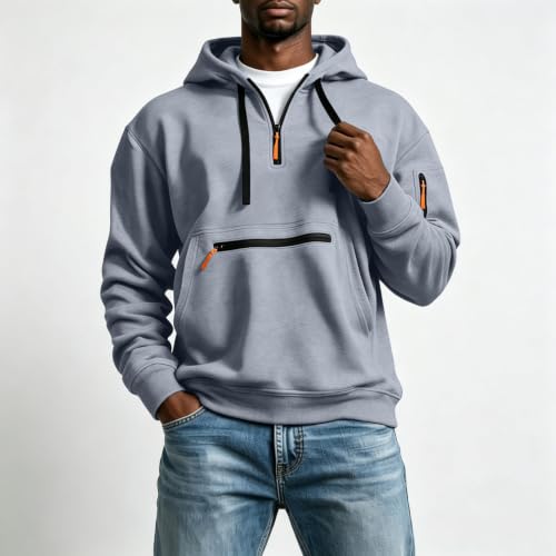 Big and Tall Hoodies for Men Quarter Zip Pullover Hooded Sweatshirt - image 2