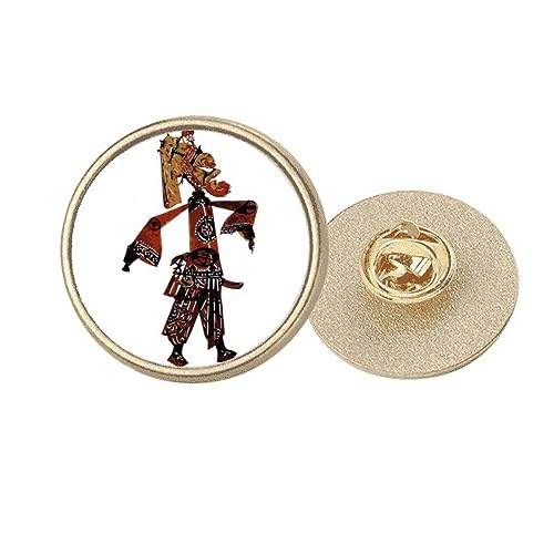 Broche ronde Opéra chinois en métal doré, idée cadeau culturel format M