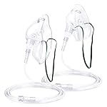 ANSNF 2 Pack Oxygen Mask for Face Adult with 6.6' Tube & Adjustable Elastic Strap - Size M+L (Clear) - NO CUP