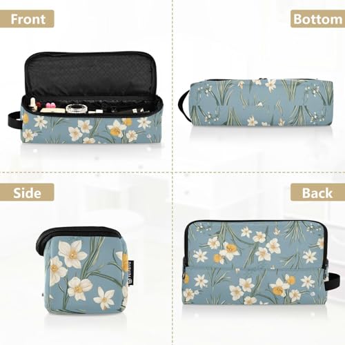 Bolsa de Viaje para Herramientas de Pelo Flower and Whites Blue con Esterilla Resistente al Calor Removible Organizador Portátil para Plancha, Rizador y Secador miniatura 5