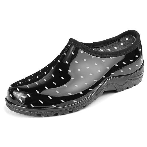Image of DKSUKO Waterproof Garden Shoe for Women Outdoor Slip-On Rain Boots Short Ankle Work Shoes and Garden Clogs with Comfort Insole