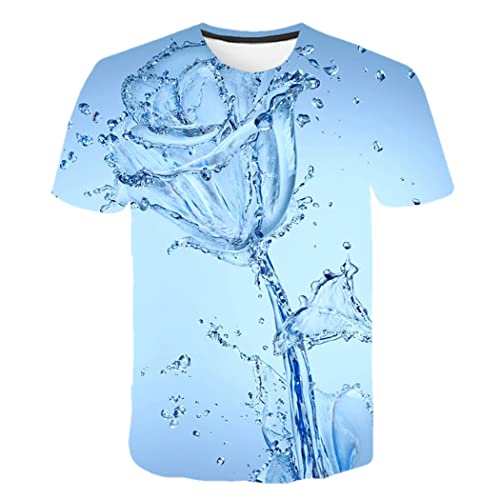 T-shirt imprimé décontracté à fleurs 3D pour vos vacances en famille et journées plage