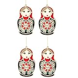 muñeca gisela andadora Un conjunto de cuatro adorables decoraciones colgantes de madera estilo babushka