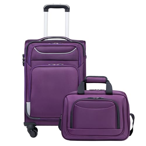 COOLIFE Maleta Cabina Blanda Trolley 58cm y 1 Bolsa Bandolera Grande