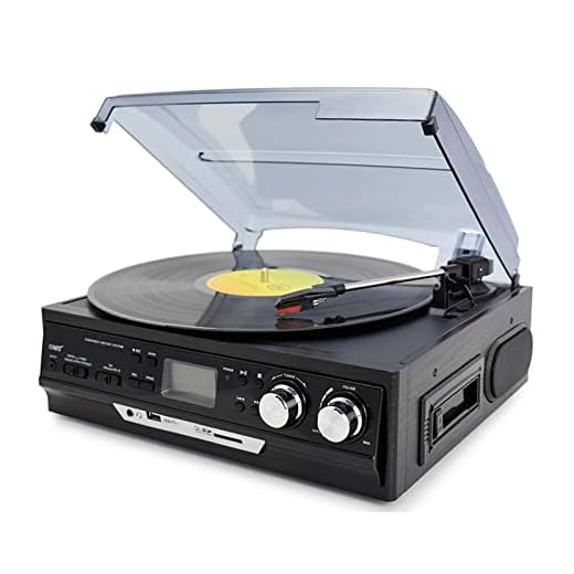 Tocadiscos de Vinilo Vintage con Altavoces Integrados - Reproducción de USB/Bluetooth/Radio FM/Reproductor de CD y Casete/Lector de Tarjetas SD/Grabadora