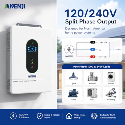 Image of 12000W Hybrid Solar Inverter 48V Split Phase 120V /240V, Dual MPPT 500V Input, Pure Sine Wave Off Grid Inverter Charger with WiFi & BMS Support, Parallel up to 6 Units-UL Certification