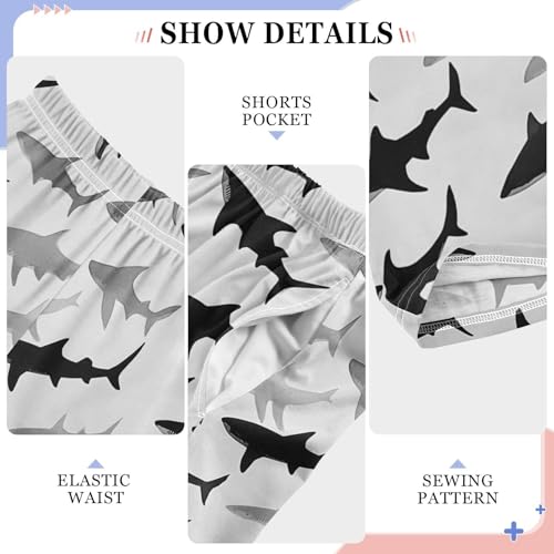 Boys' Pants Ocean Black Grey Sharks Long Bottoms Jogger Pants Elastic Waist Trousers with Pockets S-XL4