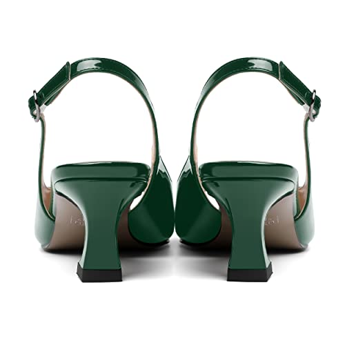 SKYSTERRY Women's Patent Dress Slip On Wedding Slingback Peep Toe Spool Low Heel Pumps Shoes 2 Inch4