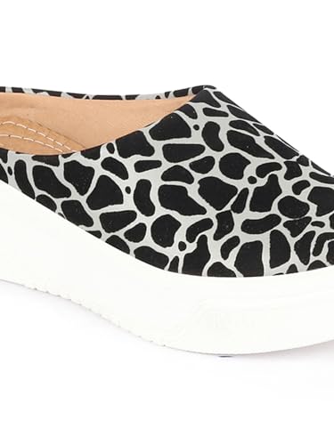 Image of FAUSTO Women's Fashion Outdoor Leopard Print Height Enhancer Open Back Slip On Casual Shoes