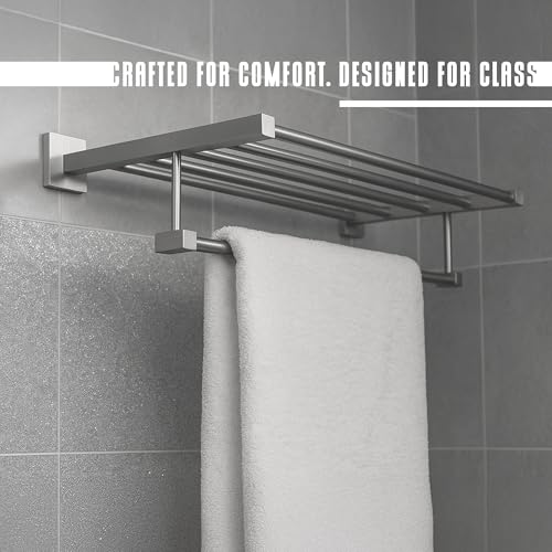 Image of iBELL 60 cm (24-Inch) Aluminium Towel Rack for Bathroom | Towel Stand | Cloth Hanger for Bathroom | Bathroom Accessories