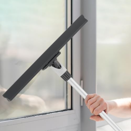 Image of Superio Floor Squeegee for Concrete Floor, Tile Floor, Windows, Windsheilds, Showers, Pool, Garage, Heavy Duty Silicone Squeegee Broom for Floor Rubber Scraper with Aluminum 55 inch Long Handle