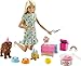 Barbie GXV75 - Puppe und Hündchenparty Spielset mit Hündchen, Knete und Kuchenform, Geschenk für Kinder von 3 bis 7 Jahren