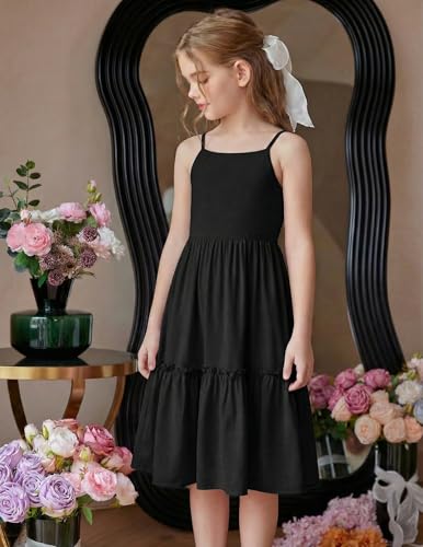 Arshiner Girls Tie Back Dress Spaghetti Strap Ruffle Hem Casual Summer Beach Sundress with Pockets - Image 5