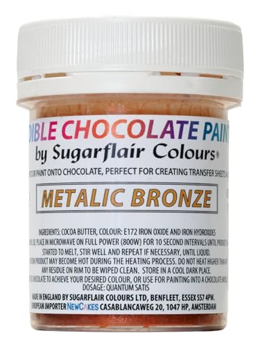 Sugarflair Metallic Bronze Chocolate Paint - Coloured Cocoa Butter for Painting Directly Onto Chocolate, Transfer Sheets or Moulds - 35g