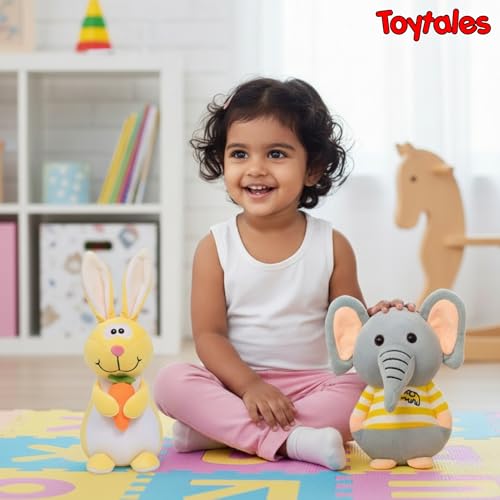Image of TOYTALES Combo Soft Toy Cute Elephant & Rabbit Plush Toy for Kids (Pack of 2)