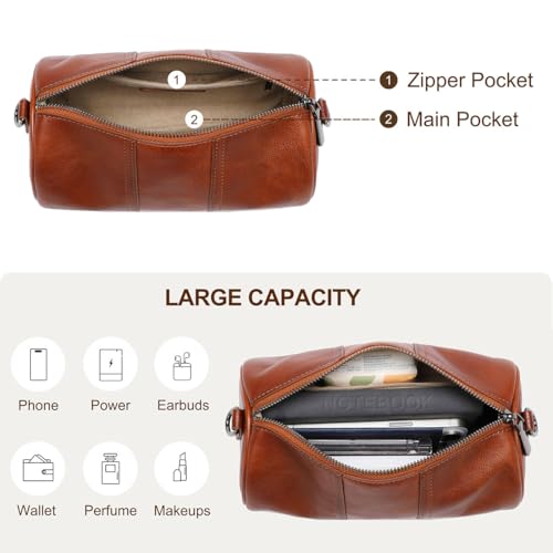 Image of COOLCY Crossbody Bags for Women Genuine Leather Soft Trendy Circle Cross Body Shoulder Bag Designer Cylinder Purses handbags