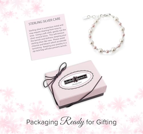 Cherished Moments Sterling Silver Children's Bracelet with High-End Simulated Pink and White Pearls for Babies and Little Girls3