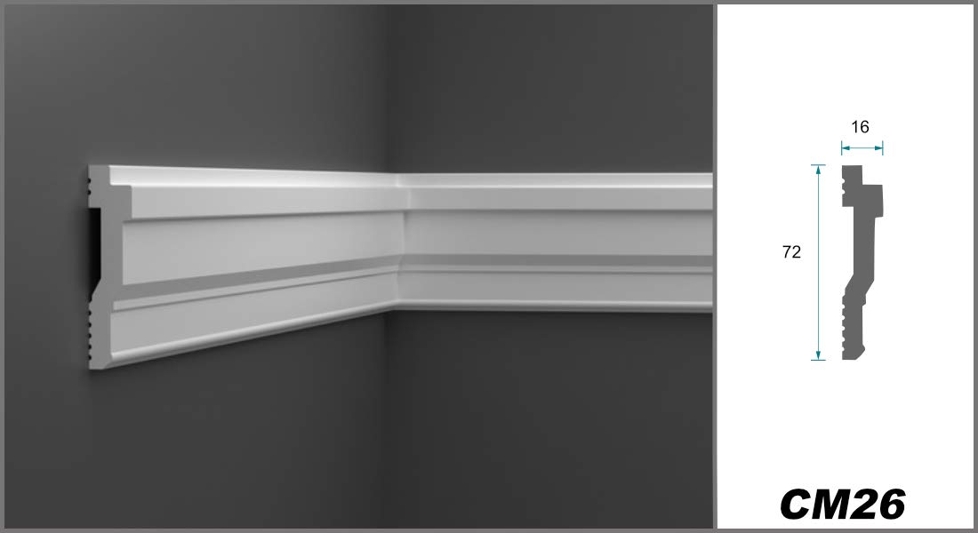 COSCA Ecopolymer wall mouldings - Molduras de espuma de poliestireno de alta densidad, extremadamente resistentes - (CM26-10 m) Molduras de friso Molduras de espuma de poliestireno