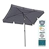 QUICK STAR balkon parasol 200x125cm balkonscherm rechthoekig knikbaar grijs tuinscherm UV