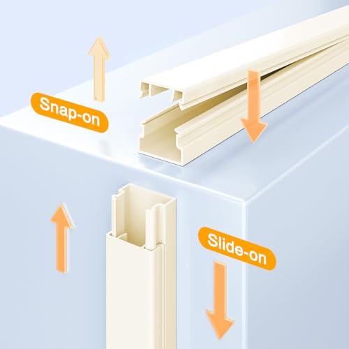 Delamu 157in Cord Covers for Wires on Wall, Cord Hider for 1 Cord, Paintable Cable Hider, Cable Management Wire Covers for Cords, L15.7 W0.55 H0.4in, Beige