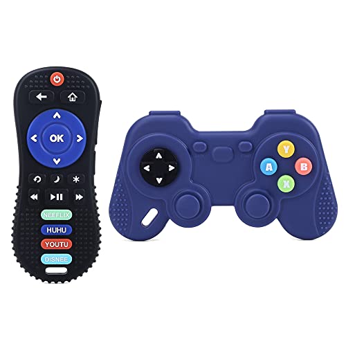 Image of Soft Silicone Baby Teething Toys, Remote Control and Game Control Shape Babies Chew Toys, 3-12 Months Infant Toddlers BPA Free Baby Teethers Relief Soothe Toys by JinZeFa…