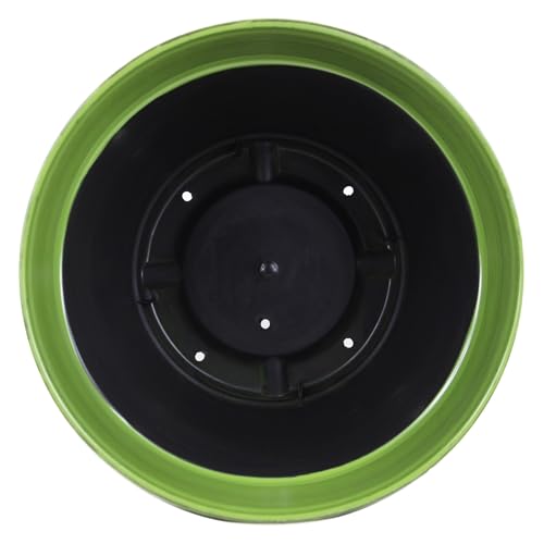 Garden Elements Indoor/Outdoor Glazed Brushed Happy Plastic Planter, Large, Dark Green, 15"