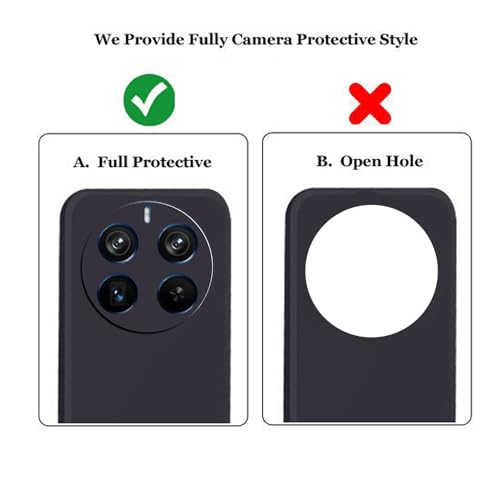 Image of A rtistque Liquid Silicone Back Cover Case for Realme 12 Pro 5G Shockproof TPU Soft Flexible with Camera Protection - Black