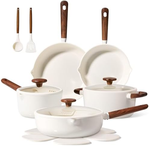 CAROTE Ceramic Cookware Sets, Pots and Pans Set Non stick, Non To...