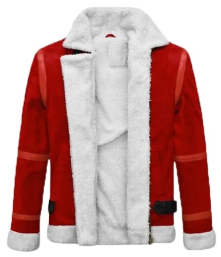 Blouson bomber en daim rouge pour homme idéal pour vos soirées de Noël