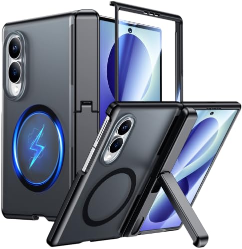 SPIDERCASE for Samsung Galaxy Z Fold 8 Case,Built-in [Screen Protector] [Hinge Protection] [Kickstand] Full Body Protective Phone Case for Galaxy Z Fold 8 - Black