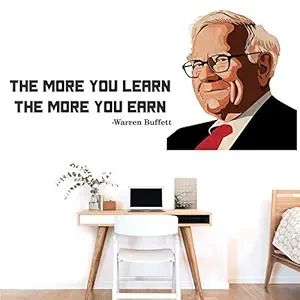 StickMe 'The More You Learn The More You Earn- Warren Buffett - Inspirational - Motivational - Quotes - Wall Sticker' -SM659 (Multi Colour, Vinyl - 100cm X 50 cm)