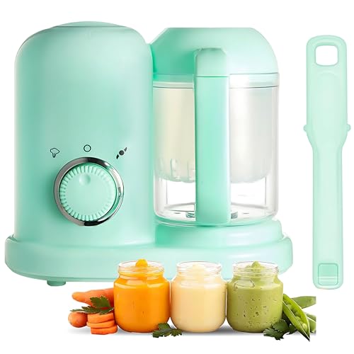 La Mejor Recopilación de Robots para preparación de comida de bebé favoritos de las personas. 47 Procesador de Alimentos Bebe con Vapor y Licuadora de Puré, Fabricante de Alimentos para Bebés 4 en 1, Gran Capacidad, 300W (Verde)
