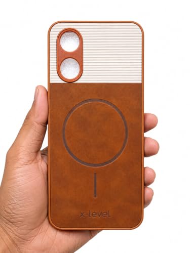 Image of Bintage Dual-Leather 2in1 Phone Case| Soft Touch Finish | Full Camera Protectection Back Cover Compatible for Oppo CPH2477 /Oppo A17 4G - White & Nut Brown