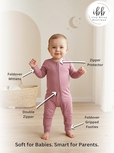 Image of ITSY BITSY BOUTIQUE Viscose Bamboo Baby Pajamas - Boys and Girls Footie Sleeper Convertible 2-Way Zipper Sleeper