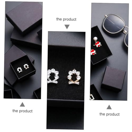 Boîte de rangement bijoux papier kraft noir compacte avec mousse de bague - 3
