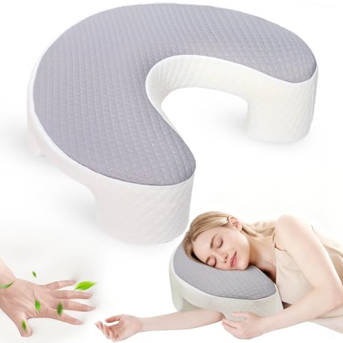 Side Sleeper Pillow for Adults, Ergonomic Memory Foam Pillow with Arm Hole for Neck, Rotator Cuff &...