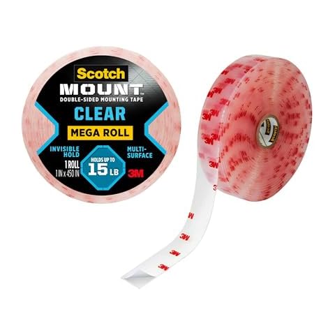 Scotch Double Sided Tape, Clear Mounting Tape, 1 Roll Adhesive Tape, 1 in x 450 in (37.5 ft), Holds Up To 15 Lbs., Features 3M Industrial Strength Adhesive (410-LongDC) Cover