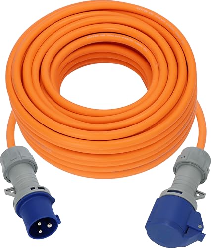Brennenstuhl Rallonge de Camping CEE 230 V 25 m avec indicateur de Tension LED (câble H07RN-F 3G2,5, câble d'alimentation de Camping pour Utilisation permanente en extérieur, IP44, fabriqué en