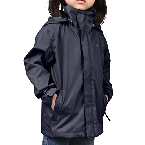 Image of YINGJIELIDE Boys Girls Waterproof Rain Jackets Kids Easy to Fold Windbreaker Lightweight Outdoor Hooded Raincoat